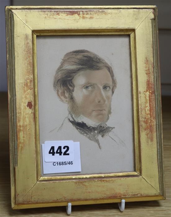 A 19th century colour print of John Ruskin, 15 x 10cm.